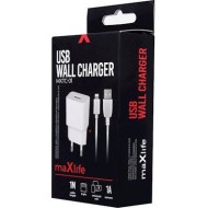 Maxlife Wall charger MXTC-01 USB Fast Charge 2.1A + lighting cable white