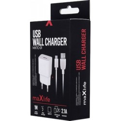 Maxlife wall charger MXTC-01 USB Fast Charge 2.1A + Type-C cable white