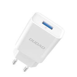 Dudao Home Travel EU Adapter USB Wall Charger 5V/2.4A QC3.0 Quick Charge 3.0 white (A3EU white)