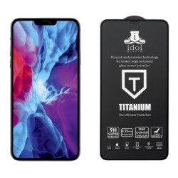 IDOL 1991 TEMPERED GLASS IPHONE 11 PRO MAX/XS MAX 6.5" 9H 0.25mm TITANIUM SEMI CURVED FULL GLUE