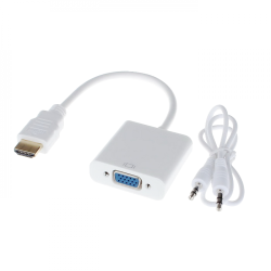 Μετατροπέας HDMI σε VGA + Καλώδιο Ήχου, No brand, Λευκο